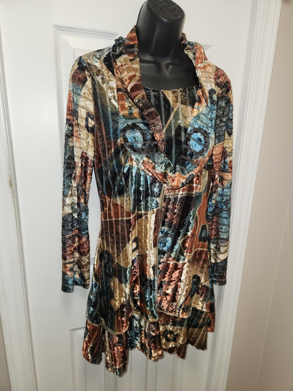 🍉Papa Velvet Multicolor Cowl Neck Dress